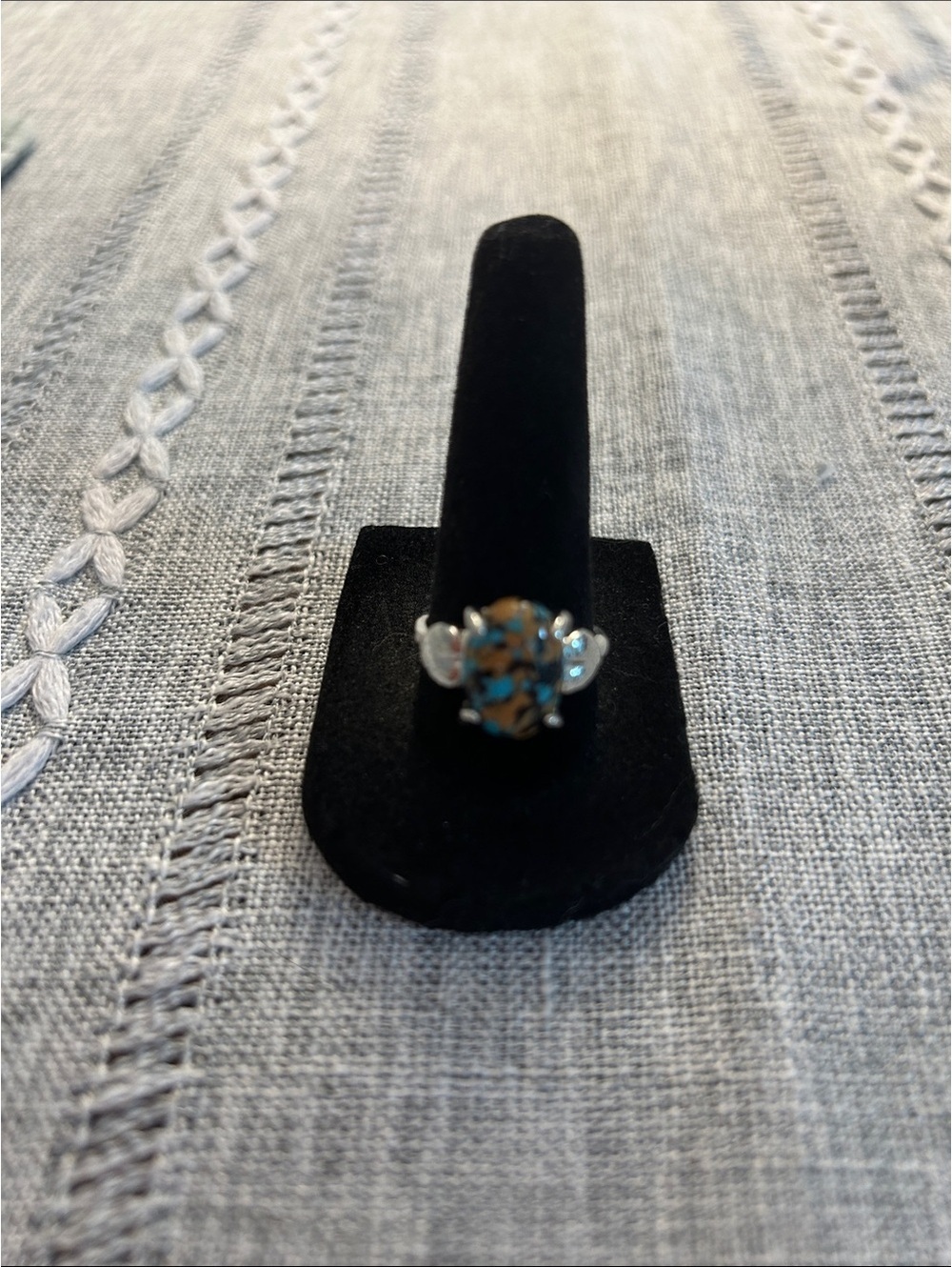 Silver, Brown, and Turquoise Costume Ring